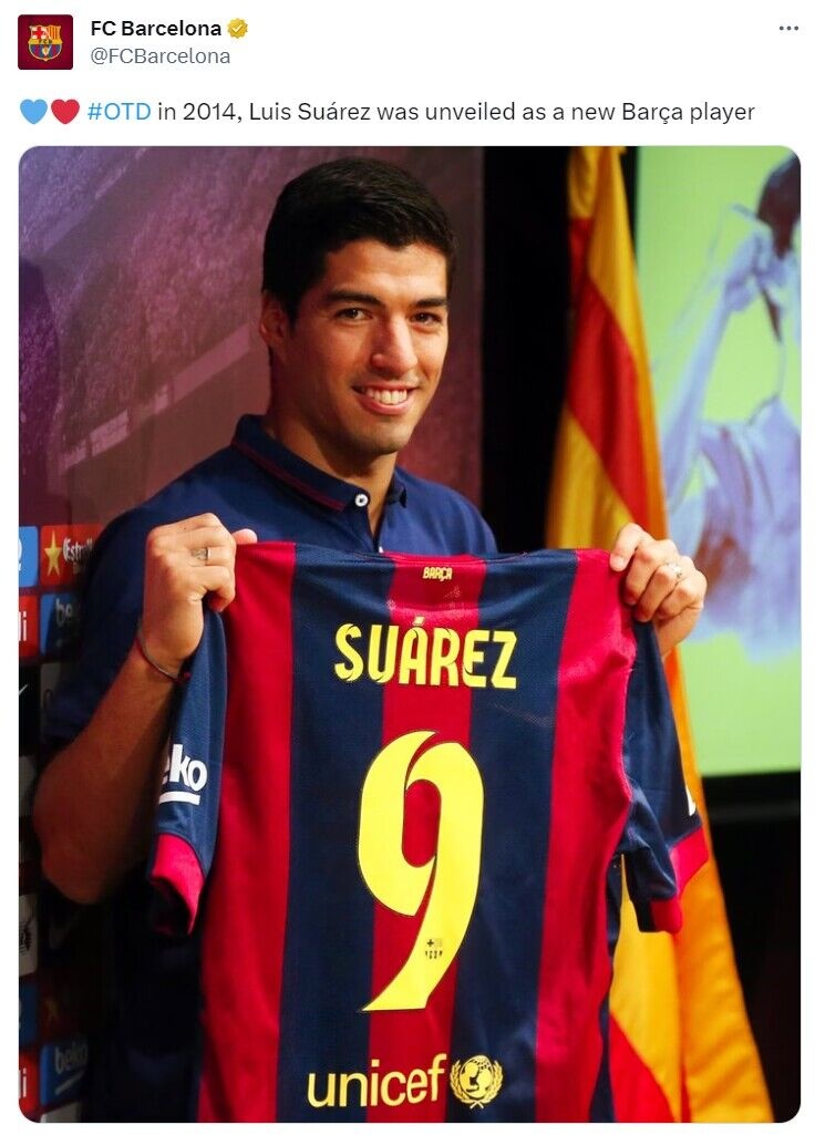 关于巴塞罗那大将苏亚雷斯在场上疑似受伤的信息